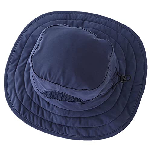 Connectyle Kids Sun Hat for Boys Girls Wide Brim Bucket Hat UPF 50+ Sun Protection Hat Breathable Summer Beach Hat - color: Navy