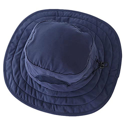 Connectyle Kids Sun Hat for Boys Girls Wide Brim Bucket Hat UPF 50+ Sun Protection Hat Breathable Summer Beach Hat - color: Navy