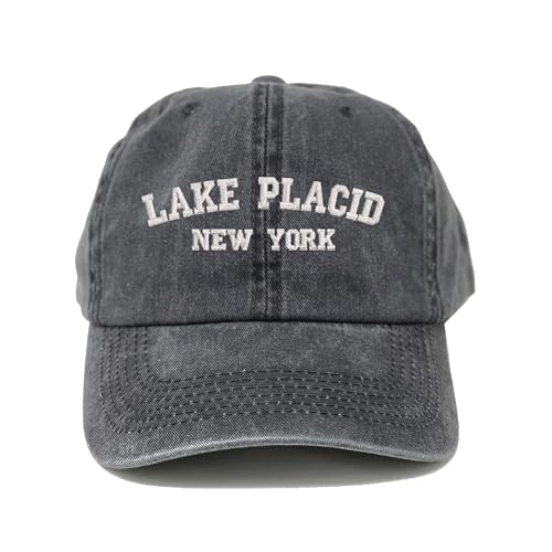 Lake Placid New York Embroidered Cotton Baseball Cap hat - color: Black