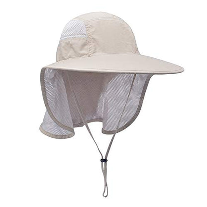 Unisex Outdoor Activities UV Protecting Sun Hats with Neck Flap - color: Khaki