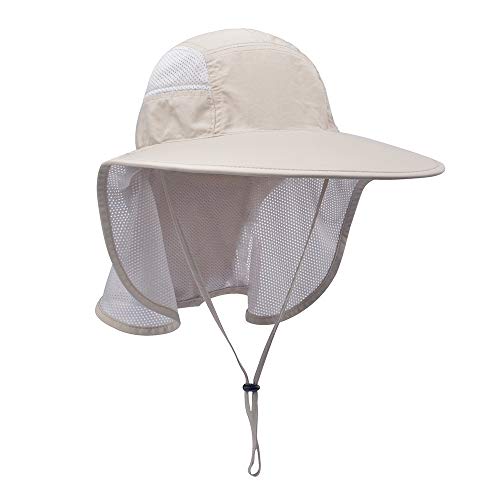 Unisex Outdoor Activities UV Protecting Sun Hats with Neck Flap - color: Khaki