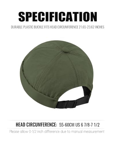 Clakllie Quick Dry Brimless Docker Cap for Men Summer Beanie Sailor Skullcap Lightweight Waterproof Adjustable No Brim Hat - color: S-ct81-army Green
