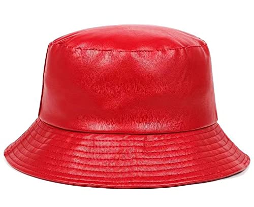 Leather Bucket Hat for Men Women, PU Packable Sun Hats, Fisherman Outdoor Summer Travel Hiking Beach Caps - color: 04#