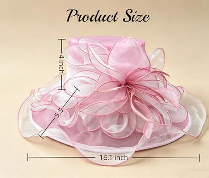 SAFERIN Women's Organza Church Fascinator Bridal Tea Party Wedding Hat - color: Sf03-pink