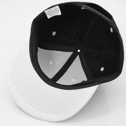 Snapback Hat Flat Bill Visor Hats Adjustable Hip Hop Baseball Cap for Women Men - color: Black White