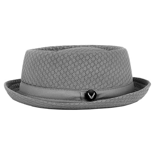The Hat Depot Unisex Light Weight Classic Soft Cool Mesh Pork Pie hat - color: Grey, size: Small-Medium