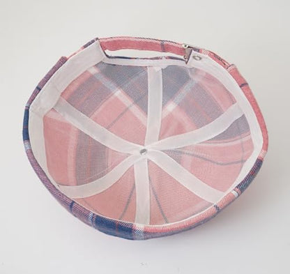 DIYDECAL Striped Plaid Brimless Worker Cap,Retro Skullcap Docker Hat for Men Womens - color: Pink