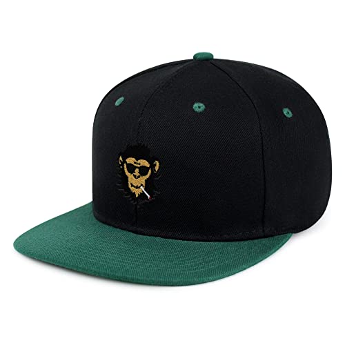 Smoking Monkey Hip-Hop Snapback Hat Embroidered Baseball Cap Wild Animal Funny - color: 17. Black/Green