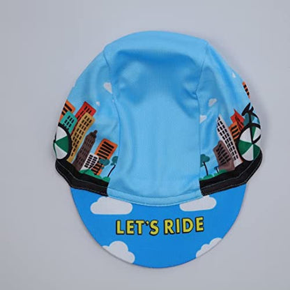 Funny Cycling Cap - Polyester Skull Cycling Hat-Under Helmet -Cartoon Cycling Helmet Liner Breathable&Sweat Uptake - color: Blue