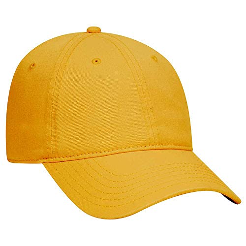 Ashen Fane 6 Panel Low Profile Garment Washed Superior Cotton Twill Dad Hat with Buckle - color: Gold