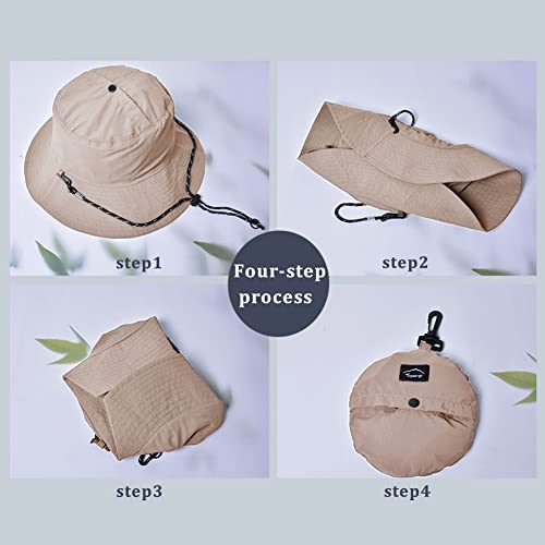 Waterproof Bucket Hat for Women and Men - UV Protection Beach Sun Hat Fishing Safari Boonie Hat Rain Hat Adjustable Packable - color: Beige - Waterproof