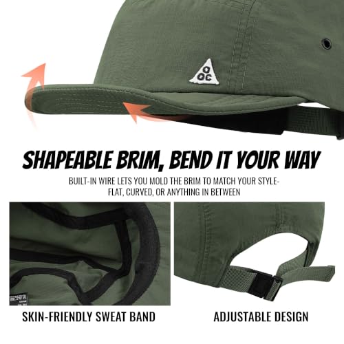 Croogo Quick Dry Short Brim Baseball Cap 5 Panel Lightweight Running Hat - color: Ddy1-green