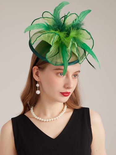 Women Derby Church Hat Organza Flower Wedding Tea Party Fascinator Wide Brim Sun Hat - color: 16-light Green