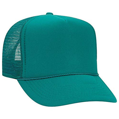 OTTO Polyester Foam Front 5 Panel High Crown Mesh Back Trucker Hat - color: Jade