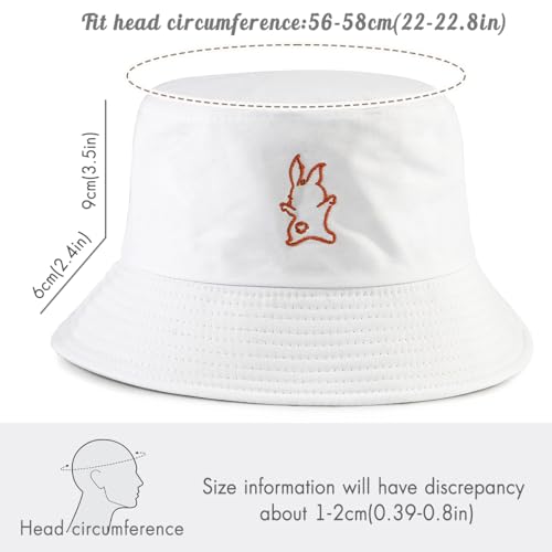 Unisex Bucket Hat Beach Sun Hat Fishing Hat for Men Women Teens, Reversible Double-Side-Wear - color: Rabbit White