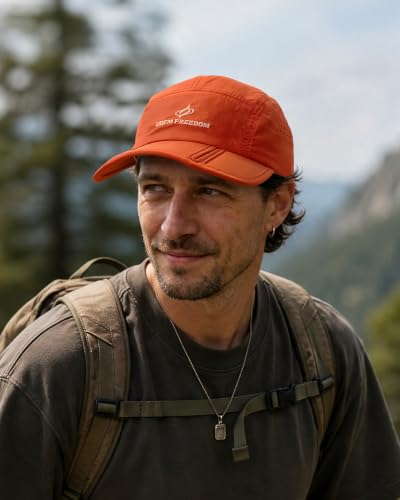 Clakllie Quick Dry 5 Panel Cap for Men Summer Folding Outdoor Hat Breathable Baseball Cap Unstructured Running Hiking Hats - color: Bs26zd01-brightorange