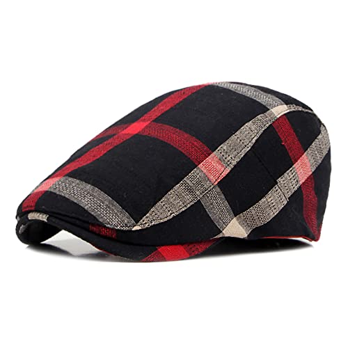 Newsboy Men's Hat Camo Cotton Classic Adjustable Cap Flat Soft Hunting Golf - color: Stripe Black