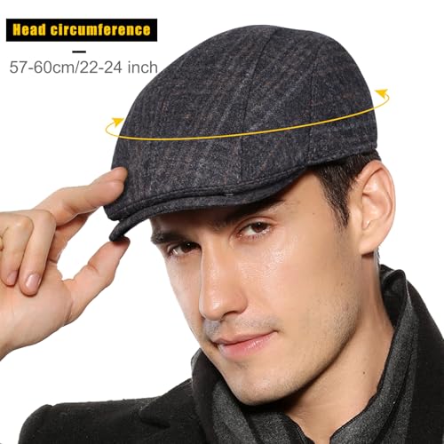 Sumolux Mens Newsboy Cap Winter Beret Hat Cabbie Flat Cap - color: B Grey