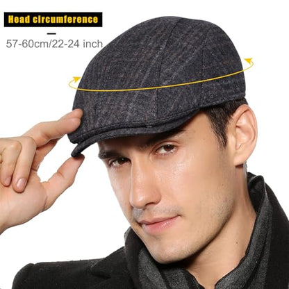 Sumolux Mens Newsboy Cap Winter Beret Hat Cabbie Flat Cap - color: B Grey