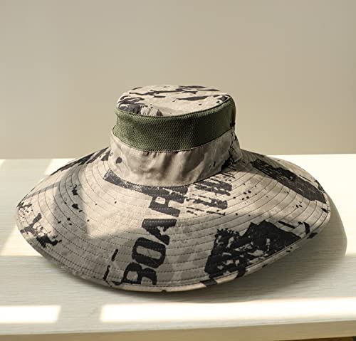 HUAMULAN Men Women 6" Wide Brim Sun Protection Hat Summer Fishing Hats - color: Shun004-kaqi-smo