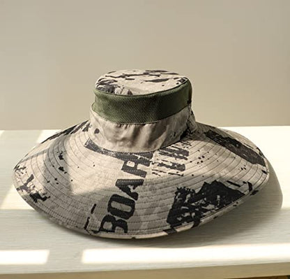 HUAMULAN Men Women 6" Wide Brim Sun Protection Hat Summer Fishing Hats - color: Shun004-kaqi-smo
