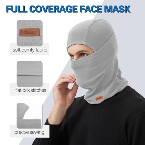 Winter Balaclava Ski Mask for Men Women - Windproof Thermal Face Mask for Snowboard Cycling Running for Cold Weather - color: Black/Grey
