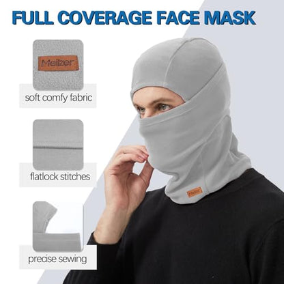 Winter Balaclava Ski Mask for Men Women - Windproof Thermal Face Mask for Snowboard Cycling Running for Cold Weather - color: Black/Grey