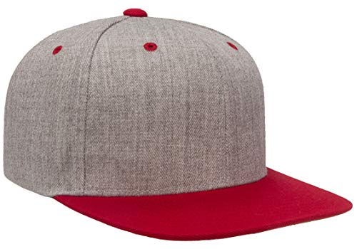 Flexfit Unisex Adult Yp Classics Premium Snapback Cap – 2-Tone - color: Heather/Red