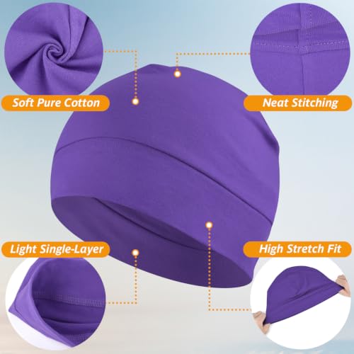 Headshion 100% Cotton Skull Caps Beanie Sleeping Hats for Men Women - color: Purple, Light Purple