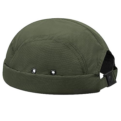 Clakllie Quick Dry Brimless Docker Cap for Men Summer Beanie Sailor Skullcap Lightweight Waterproof Adjustable No Brim Hat - color: S-dbh01-army Green