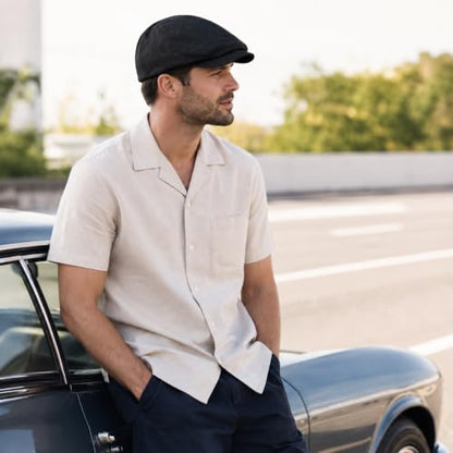 3Pcs Men's Newsboy Caps Cotton Cooling Hat Adjustable Flat Cap for Men - color: S2-coffee+beige+black