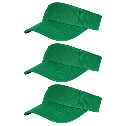 Yookat 3 Pack Visor Sun Hat Adjustable Sun Visor Caps Golf Tennis Visor Hat for Sports Girls Boys Outdoor - color: Green
