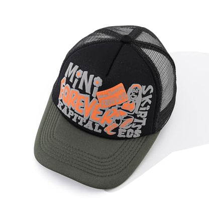 Breathable Snapback Trucker Hats Summer Baseball Caps Adjustable Outdoor Mesh Snap Back Hats for Daily Use - color: Mg-bcm2630-black