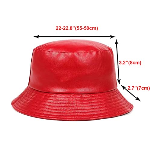 Leather Bucket Hat for Men Women, PU Packable Sun Hats, Fisherman Outdoor Summer Travel Hiking Beach Caps - color: 04#