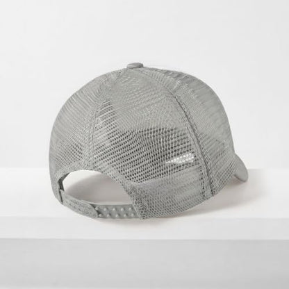 CHOK.LIDS Blank Foam Trucker Hat, Retro Mesh Rope Snapback Cap, Men Women - color: Curved Brim (White/Light Grey)