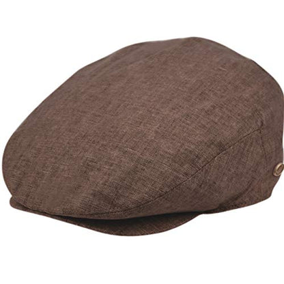 Men's Linen Flat Ivy Gatsby Summer Newsboy Hats - color: Brown, size: Small-Medium