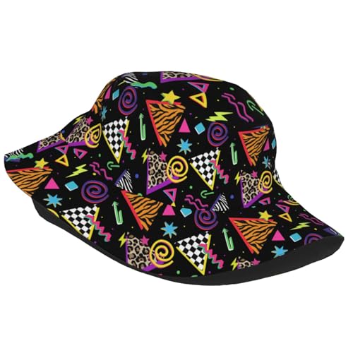 Bucket Hat for Men Women Packable Sun Hats Fisherman Outdoor Summer Travel Hiking Beach Caps - color: 8090s Black