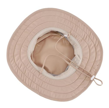 Connectyle Kids Foldable Wide Brim Sun Hat UPF 50+ Sun Protection Bucket Hats Breathable Summer Beach Hat for Boys Girls - color: Light Khaki, size: Medium