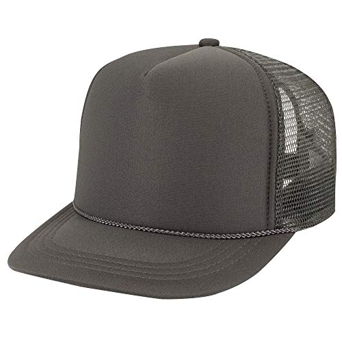 OTTO Polyester Foam Front Youth 5 Panel High Crown Trucker Hat - color: Char. Gray