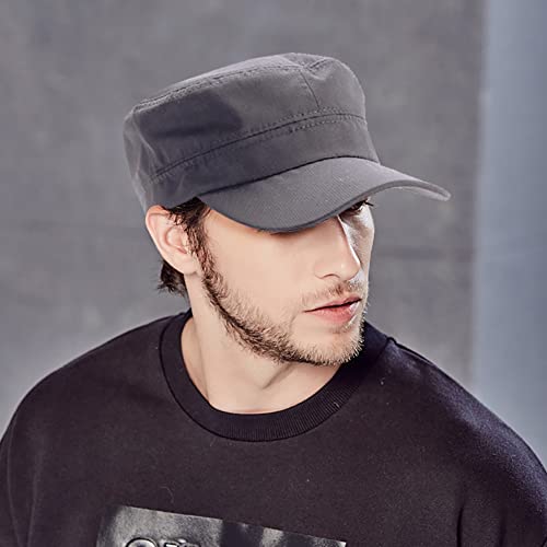 2 Pack Cadet Army Caps Flat Top Military Hats for Men Women - color: Gray