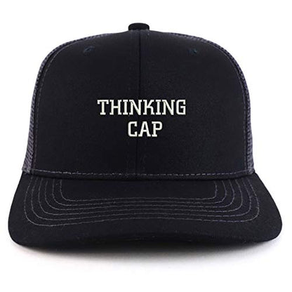Trendy Apparel Shop Thinking Cap Washed Two Tone Trucker Baseball Cap - color: Black Charcoal