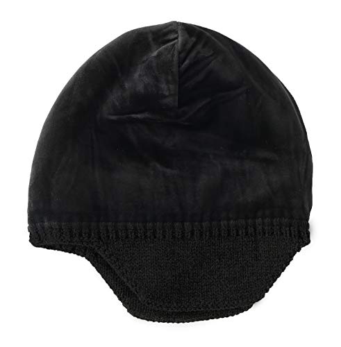 Home Prefer Mens Winter Hat Knit Earflap Hat Stocking Caps with Ears Beanie Hat - color: Black