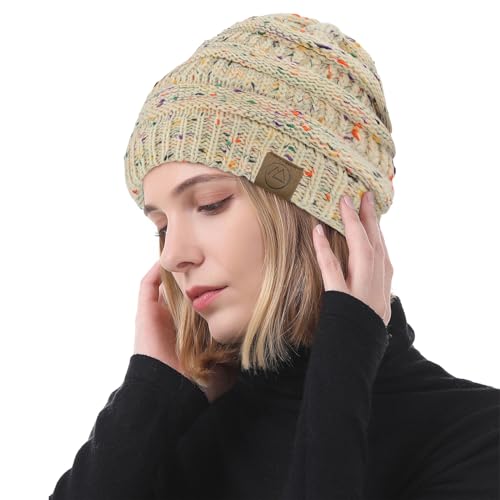 American Trends Winter Hats for Women 4 Pack Beanie Hats Caps Knit Chunky Slouchy Beanie Hats - color: Beige Mix
