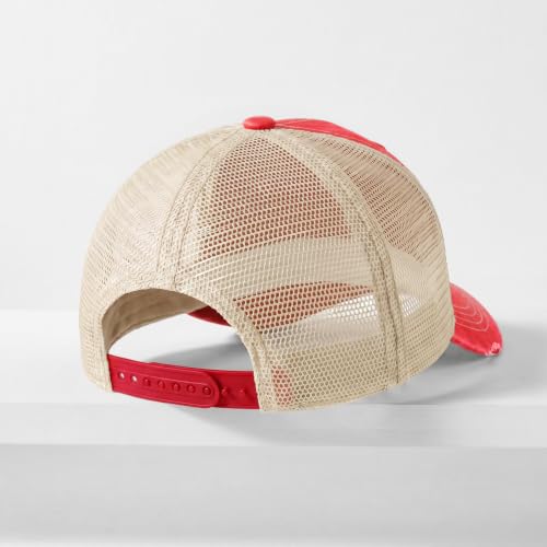 CHOK.LIDS Washed Trucker Hat Unstructured Distressed Pigment Dyed Cap - color: (Red)