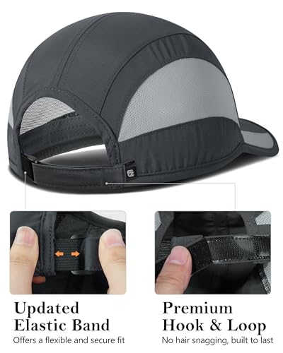 GADIEMKENSD Outdoor Running Hat Breathable Mesh 2PACK - color: Dark Gray, size: 6 7/8-7 1/4