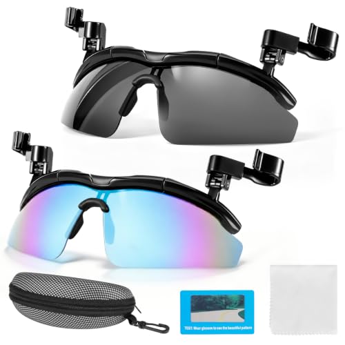 DEECOZY Outdoor Polarized Sunglasses, Fishing Cycling Traveling Flip Cover UV Protection Sunglasses That Can Clip on the Cap - color: Black+blue