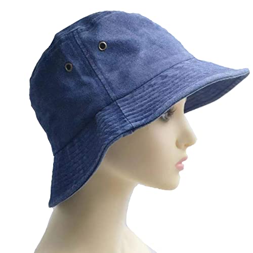 Premium Cotton Bucket Hats,Packable Hats for Men Women,Summer Bucket Hat,Fishing Sun Hats - color: Navy