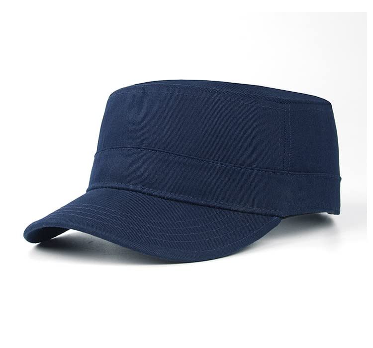 2 Pack Cadet Army Caps Flat Top Military Hats for Men Women - color: Navy Blue