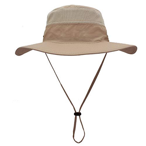 Home Prefer UPF 50+ Men's Sun Hat Wide Brim Bucket Hat UV Protection Hat for Mens Womens Beach Safari Gardening Golf Fishing - color: Milk Khaki