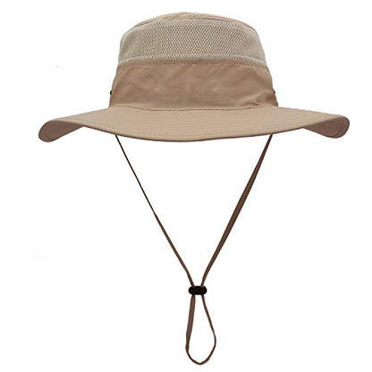 Home Prefer UPF 50+ Men's Sun Hat Wide Brim Bucket Hat UV Protection Hat for Mens Womens Beach Safari Gardening Golf Fishing - color: Milk Khaki